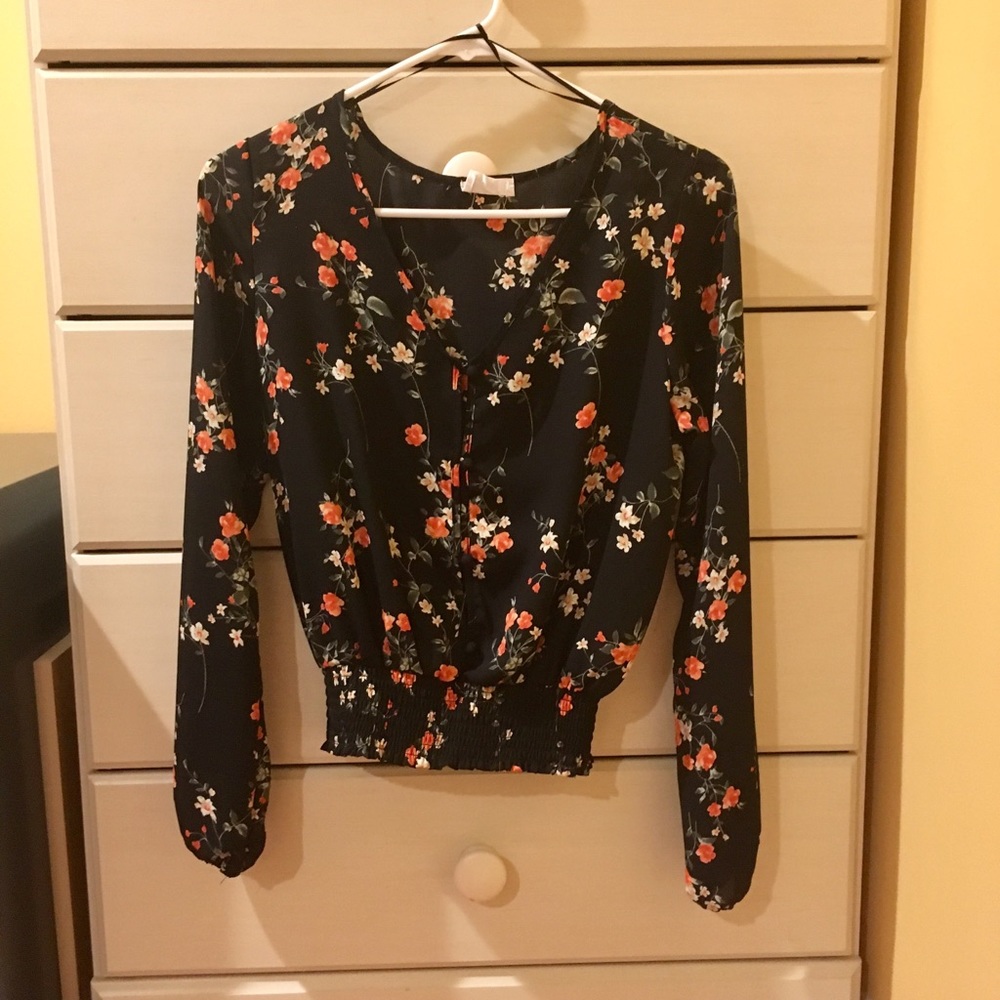 Floral Black Top